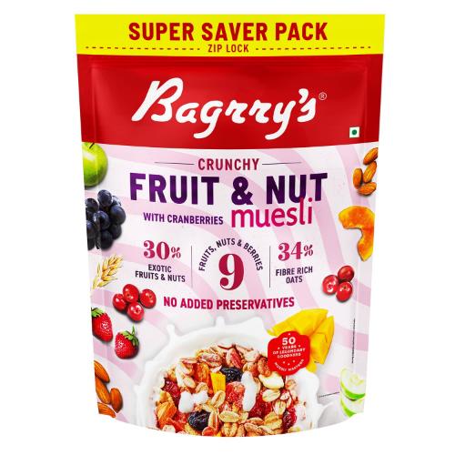 Bagrrys Fruit N Nut Cranberry Muesli 9 Fruits 750 G 