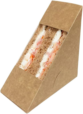 Kraft Sandwich Box With Window 8x3x6 Inches Pk100