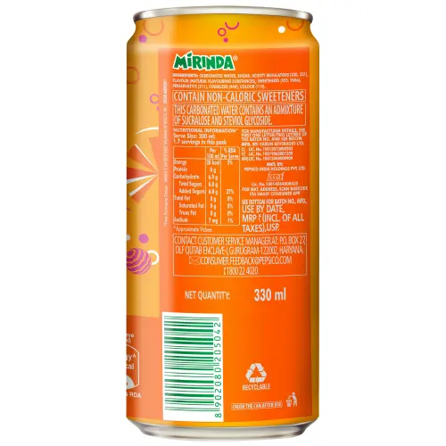 Mirinda Soft Drink Can 300 Ml Pk24