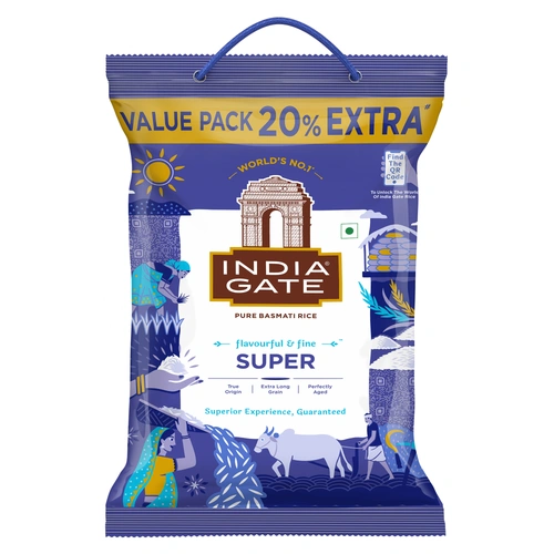 India Gate Super Basmati Rice 6 Kg (5kg + 1kg)