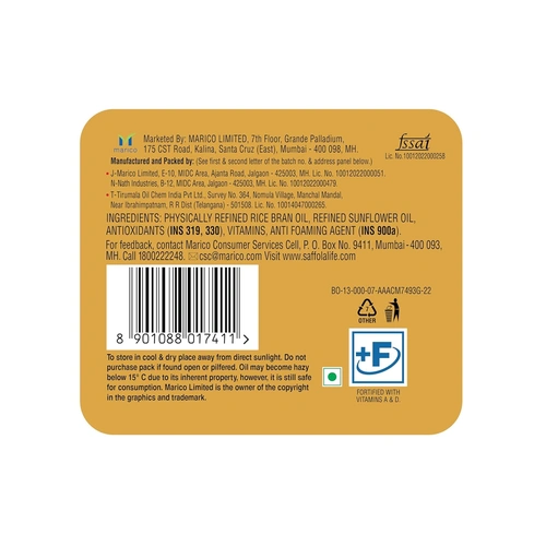 Saffola Gold Oil Jar 5 L + 1 Ltr Pouch Free