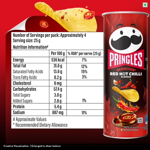 Pringles Red Hot Chilli Flavour Can 102 G