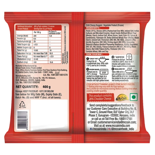 Mccain Chilli Cheesy Nuggets 400 G