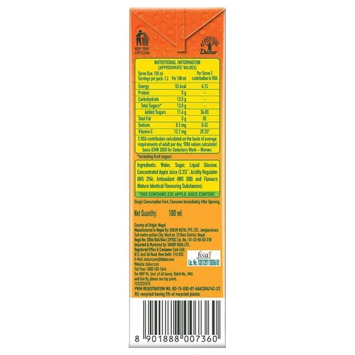 Real Apple Juice 180 Ml Pk30
