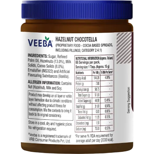 Veeba Hazelnut Chocotella 1 Kg