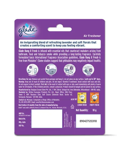 Glade Pocket Air Freshner Lavender 10 G