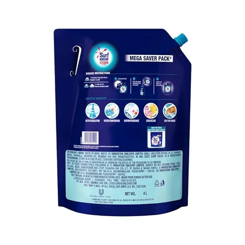 Surf Excel Matic Top Load Liquid Detergent Pouch 4 L