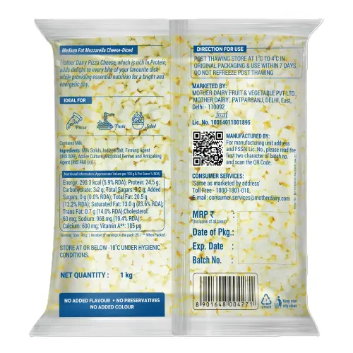 Mother Dairy Diced Mozzarella Cheese 1 Kg