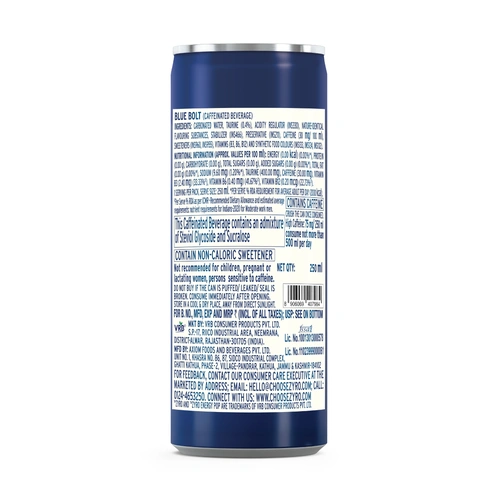 ZYRO ZERO SUGAR BLUE BOLT ENERGY DRINK CAN 250 ML