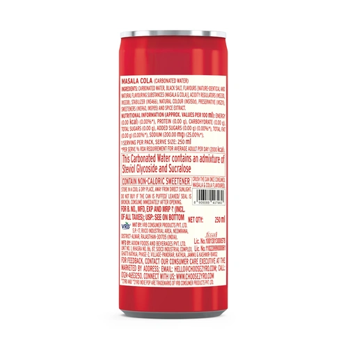 Zyro Zero Sugar Masala Cola Energy Drink Can 250 Ml